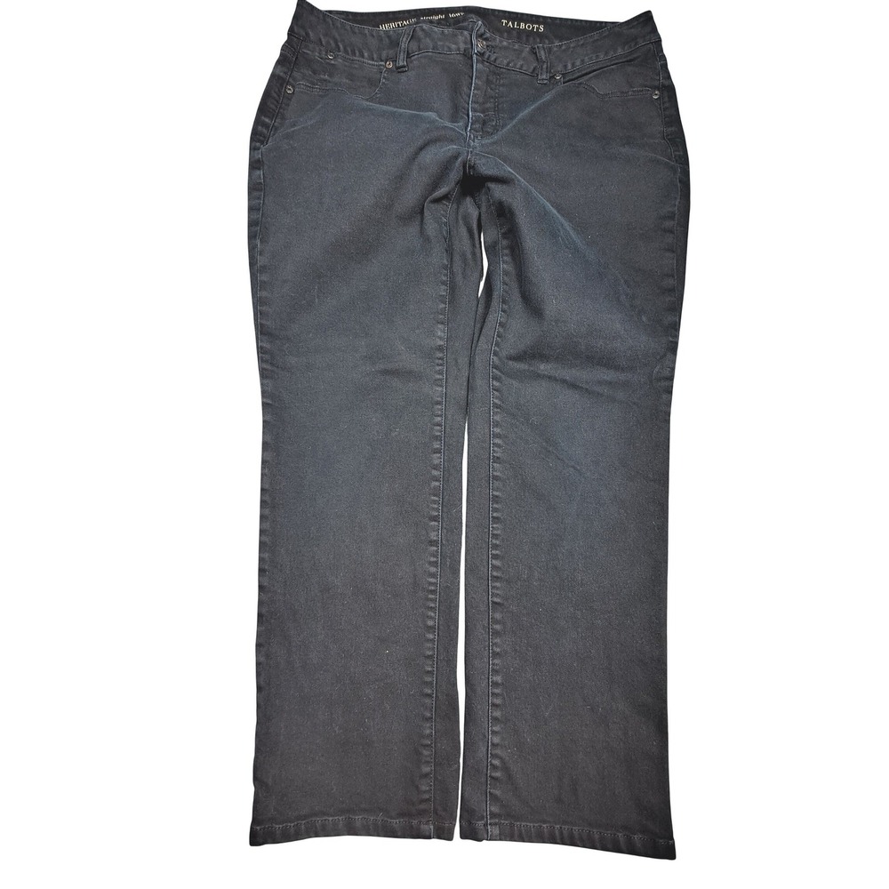 Talbots Heritage Straight Leg Pants Black Stretch Cotton Size 16WP